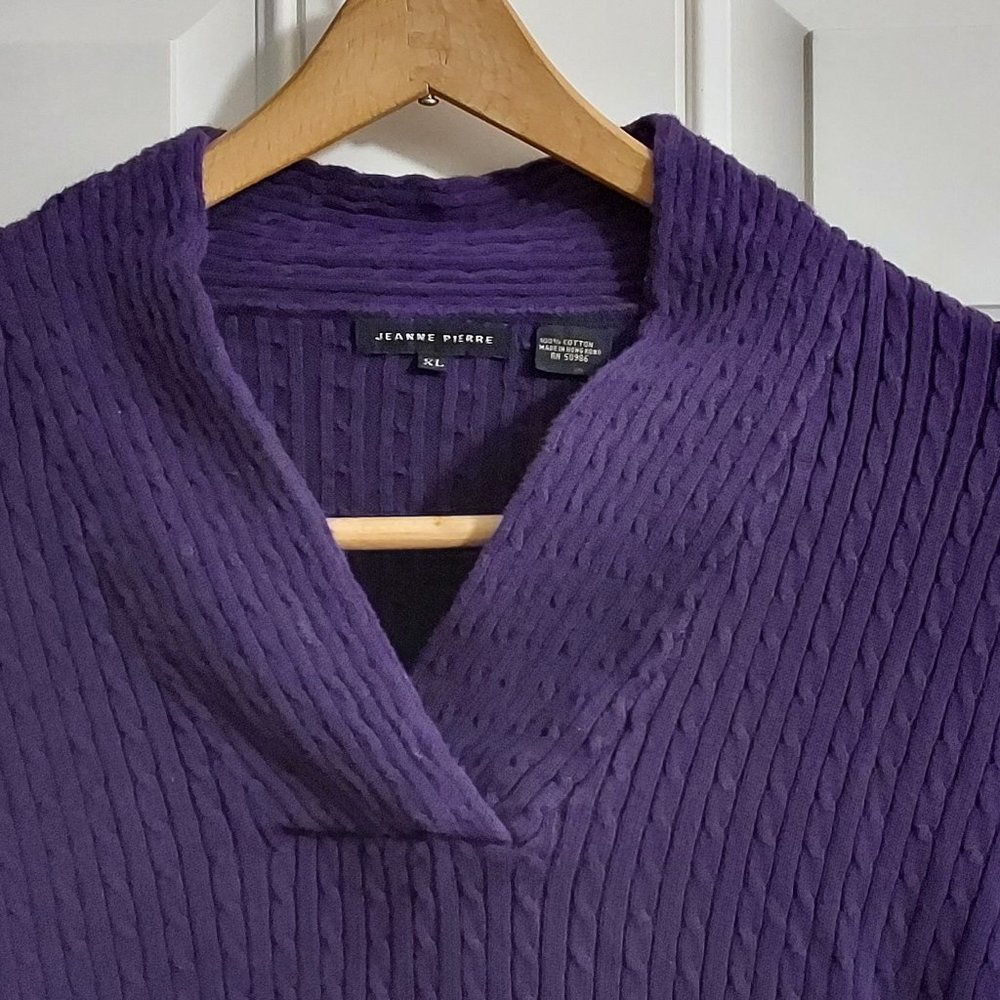 Deep purple sweater, shawl collar. women's